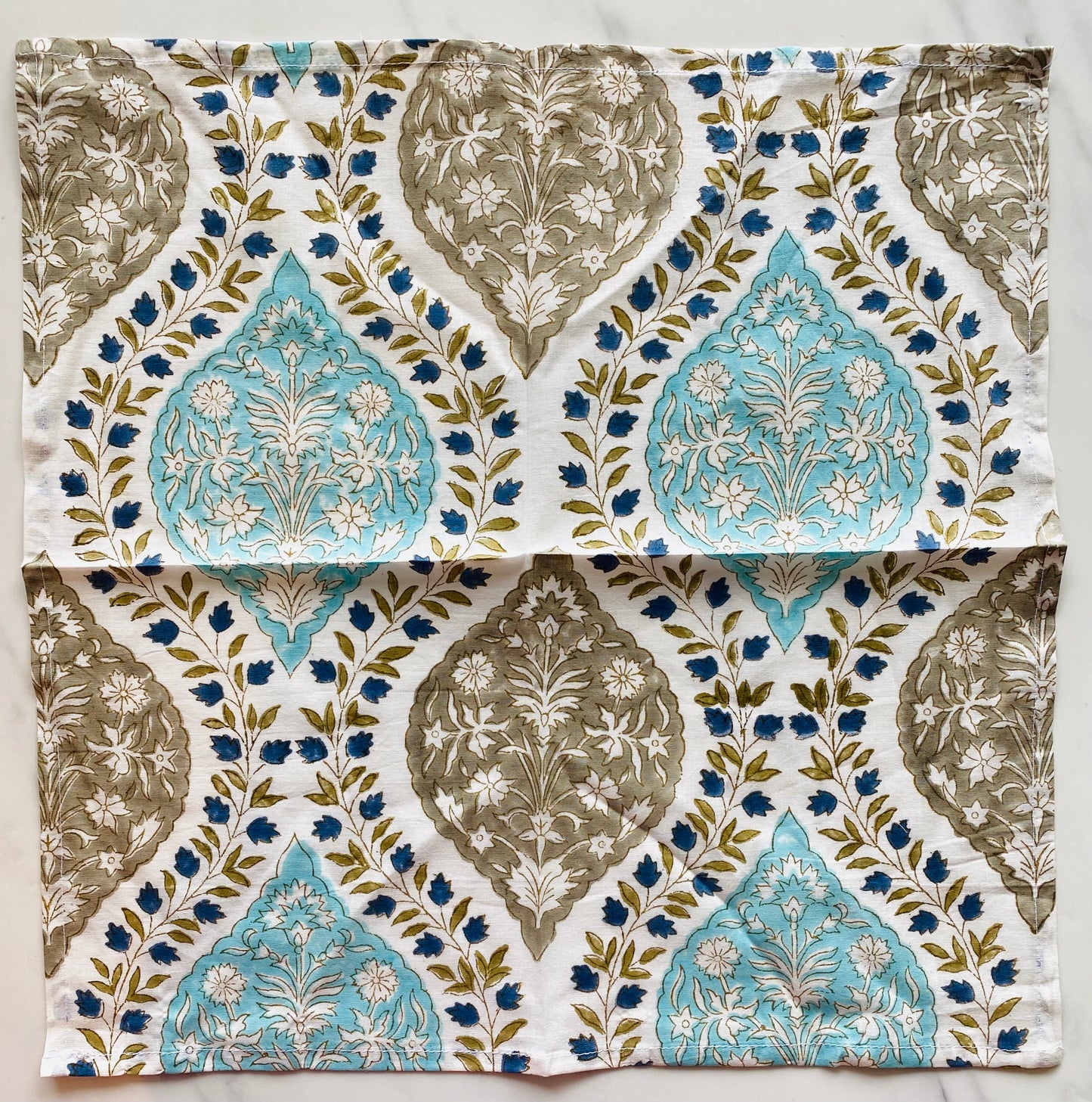 Cypress and Poppy Jaal Block Printed Table Napkins (Set of 8)