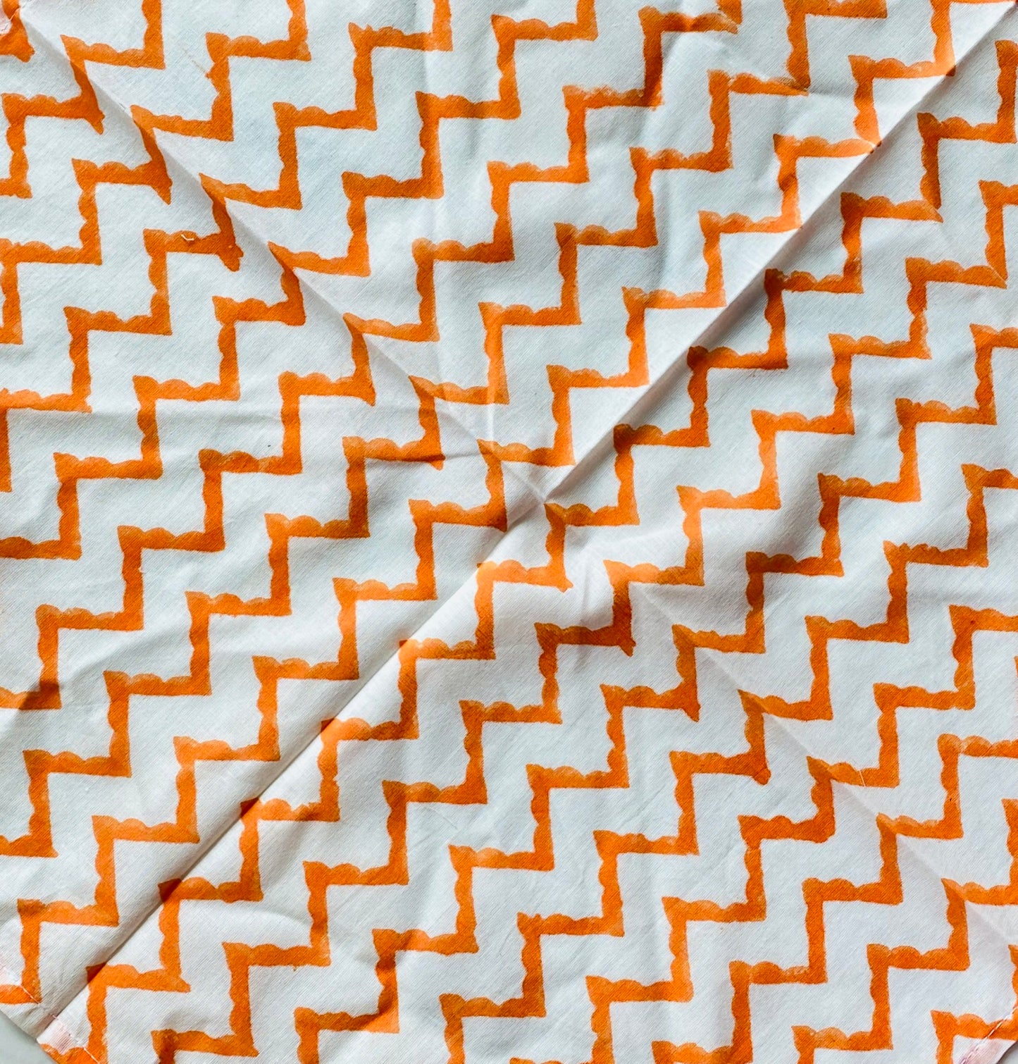Orange Zig Zag Block Printed Table Napkins (Set of 8)