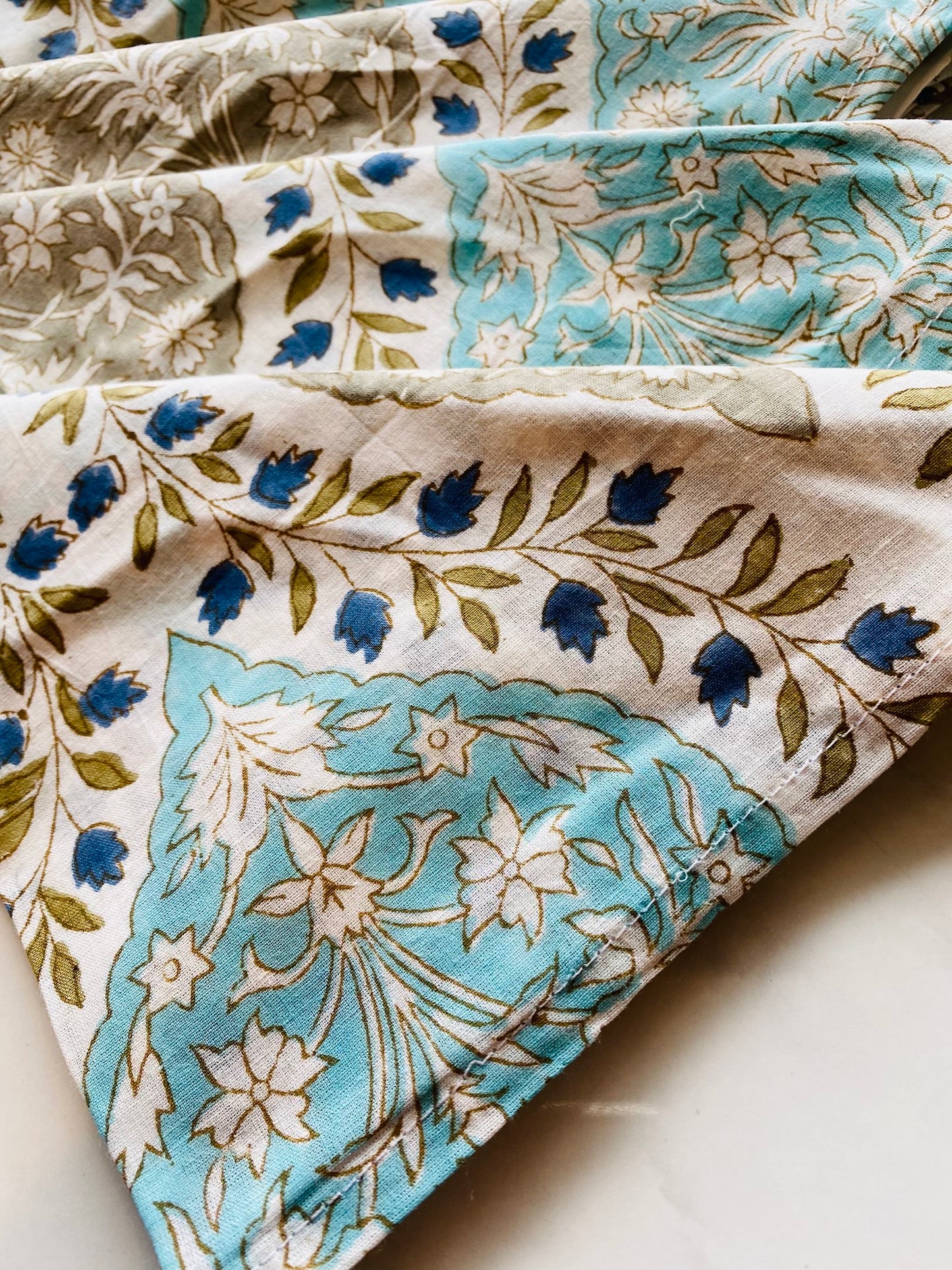 Cypress and Poppy Jaal Block Printed Table Napkins (Set of 8)