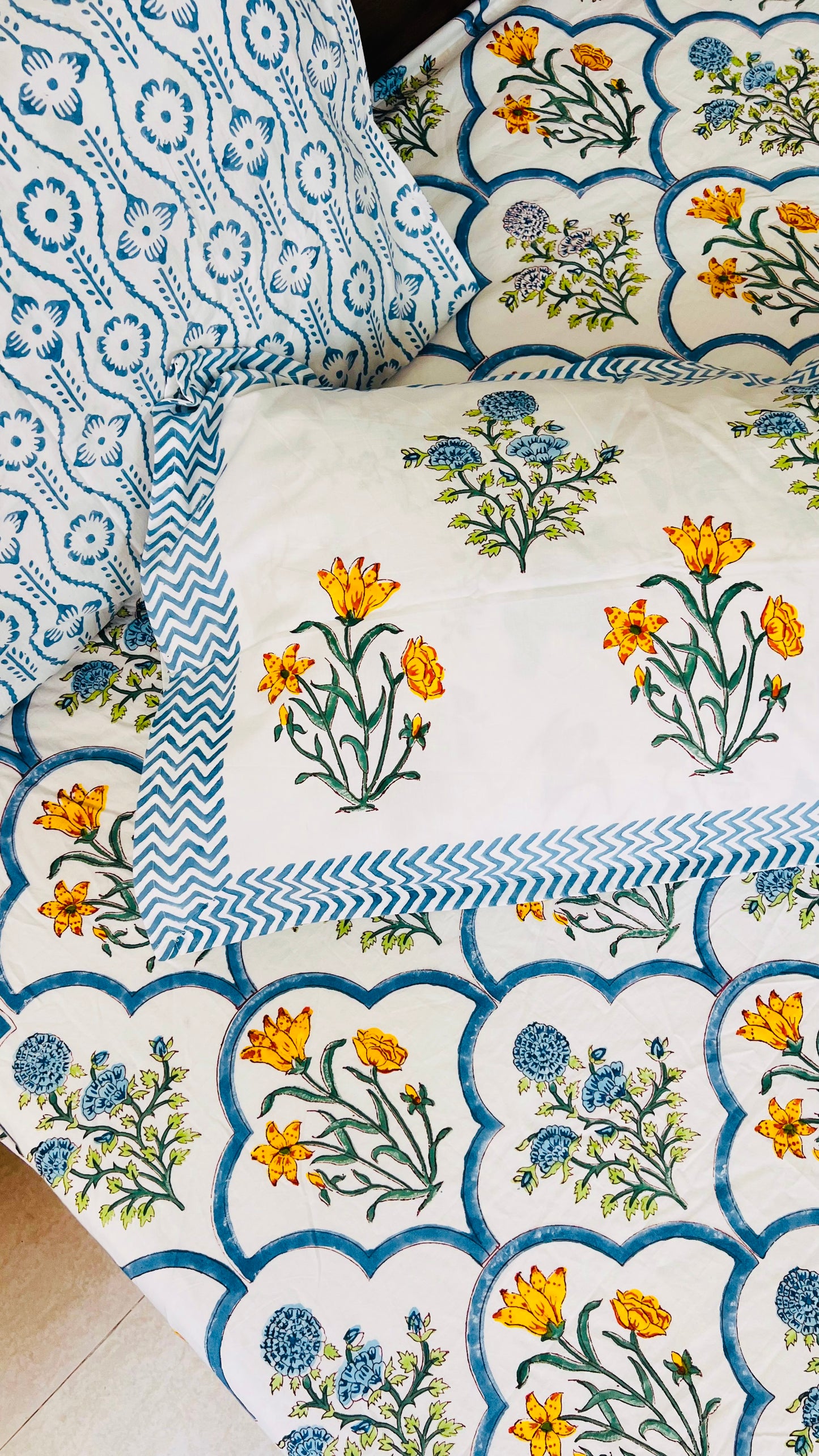 Poppy and Cypress Jaal Cotton Block Printed Fitted Bedsheet