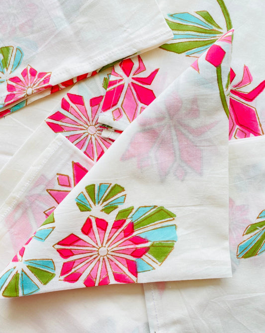 Lotus Block Printed Table Napkins (Set of 8)